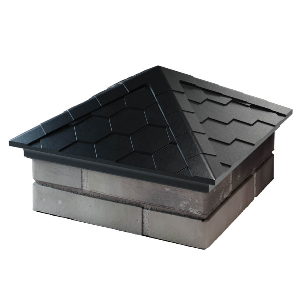 Колпак Zking Эверест Черный на столб 1.5х1.5 кирпича (390х390мм)