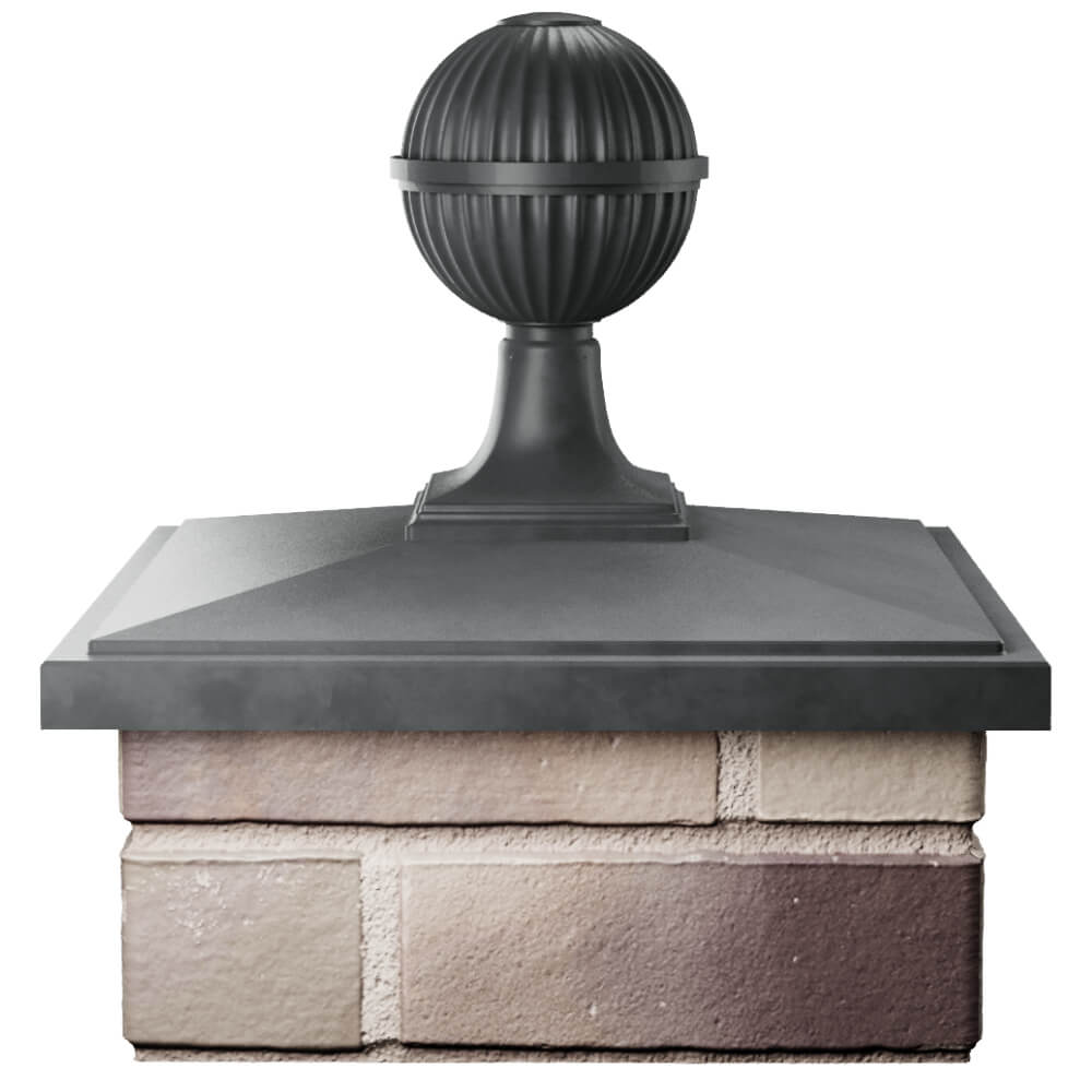 Колпак Zking БонаМоно Серый с шаром на столб 1.5х1.5 кирпича (385х385, 400х400мм) в сборе