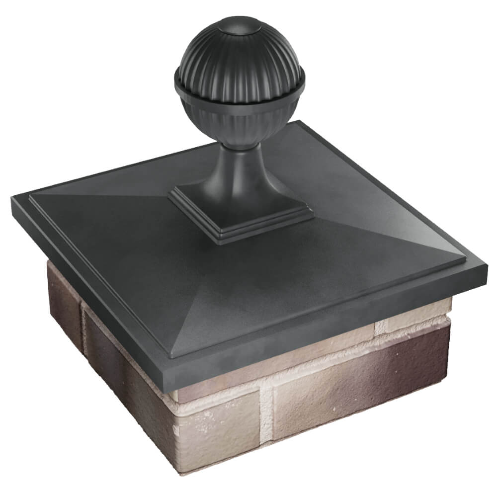 Колпак Zking БонаМоно Серый с шаром на столб 1.5х1.5 кирпича (385х385, 400х400мм) в сборе