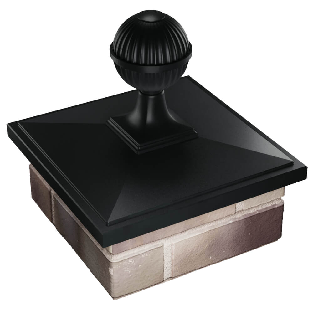 Колпак Zking БонаМоно Черный с шаром на столб 1.5х1.5 кирпича (385х385, 400х400мм) в сборе